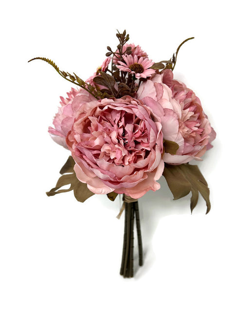 5 Stem Peony Flower Bundle x 28cm - Vintage Pink