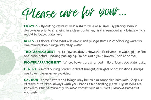 Care Card - Caring For Flowers   x 100