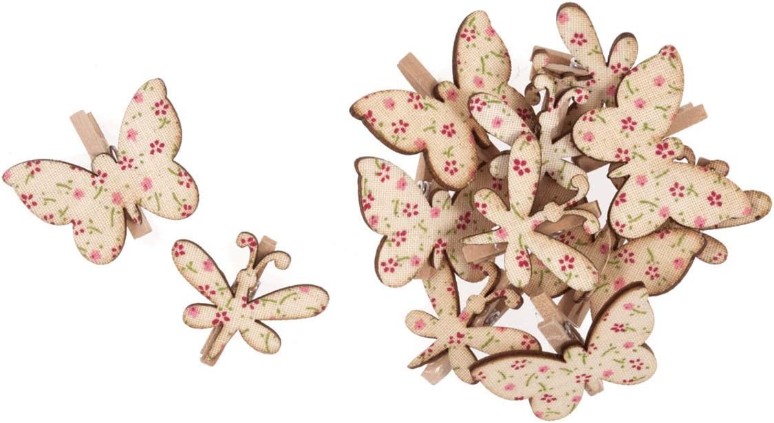 Pack of 12 Butterfly and Dragonfly Decorative Pegs