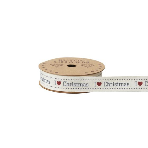Christmas Printed Ribbon - 25mm x 10m - I Love Christmas
