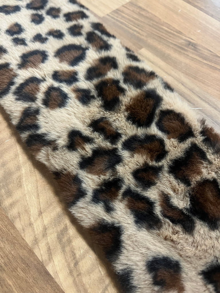 Animal Fur Ribbon Trim Dark Beige Leopard 1m x 100mm — Artificial ...