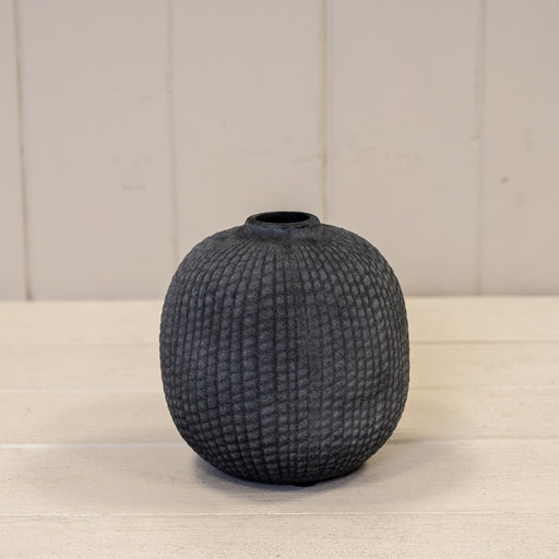 Grey Small Textured Vase 10.8cm X 10.8cmx 11cm
