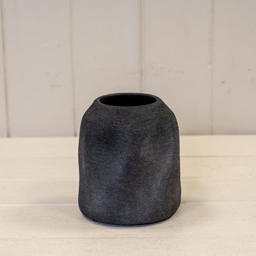 Grey Textured Small Sculptured Vase 10cm X 10cm X 11cm