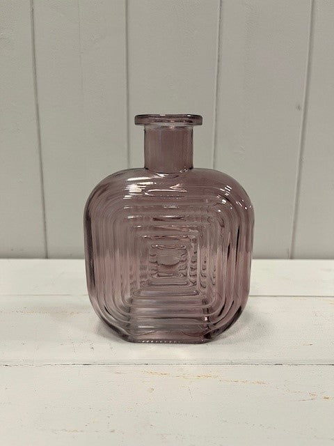 Amethyst Square Glass Bottle With Ribbed Design