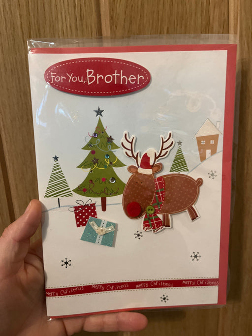 7x5" Christmas Card - Brother - Reindeer & tree image