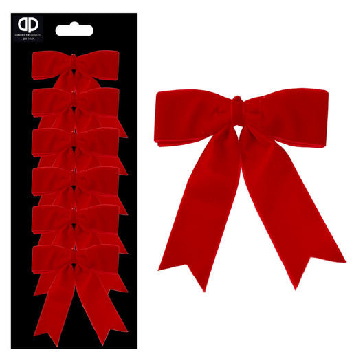 6 Double Layer Velvet Bows - Red