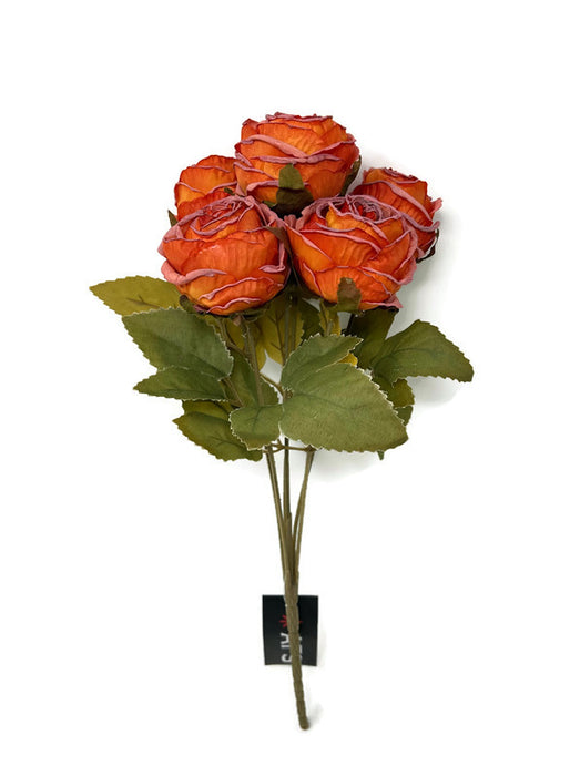 6 Head Dried Look Orange Roses x 32cm long