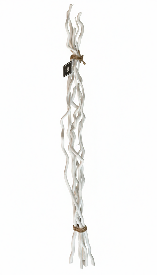 6 Twisted Willow Branches x H90cm - White