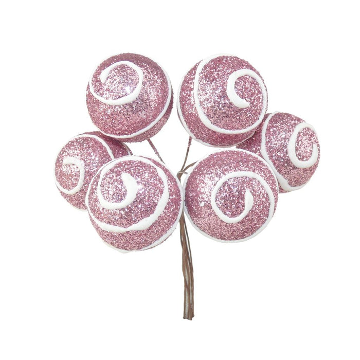 6 x 3cm Candy Swirl Ball Picks - Pink