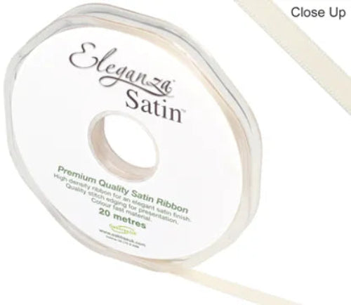 6mm x 20m Double Faced Cream Satin Ribbon