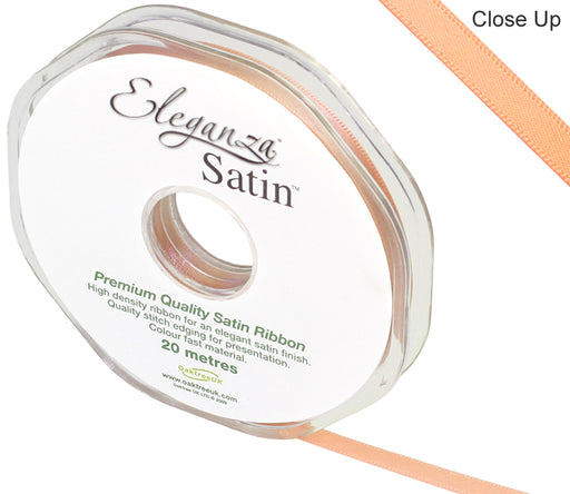 6mm x 20m Double Faced Peach Satin Ribbon