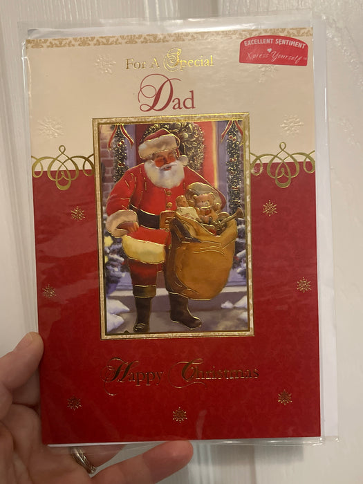 7x5" christmas Card - Special Dad - Santa with Presents image