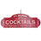 71 x 25cm Vintage Style Wooden Red Christmas Cocktails Sign