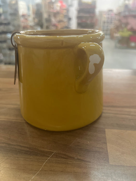 DAMAGED Burnt Yellow Pot x 10cm SEE PICTURES DAMAGED