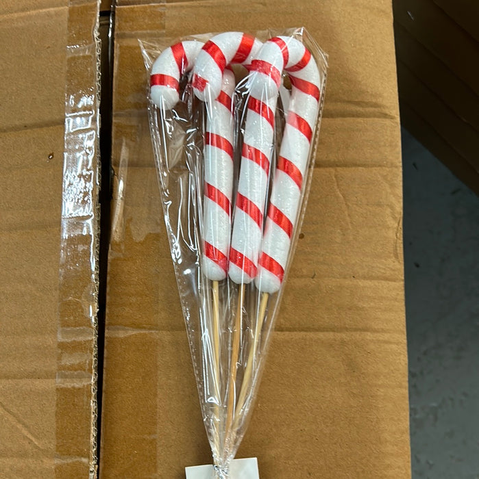 3 x Candy Cane Picks 33cm