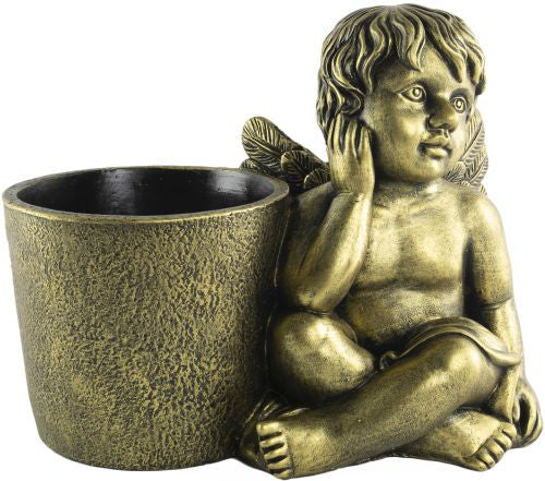 Angel Cement Planter x 28cm - Gold