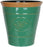 igh Gloss Plastic Planter x 30cm - Embossed Olive Branch - Dark Green with Brown Rim