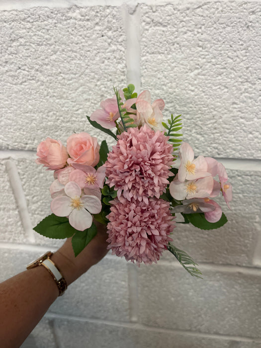 31cm pink chrysanthemum mini rose and blossom bush