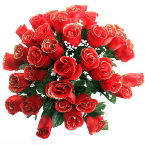 46cm/32 Stem Glitter Rose Bush - Red