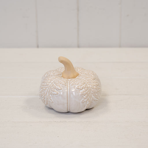 Natural Glazed Pumpkin With Oversized Leaves