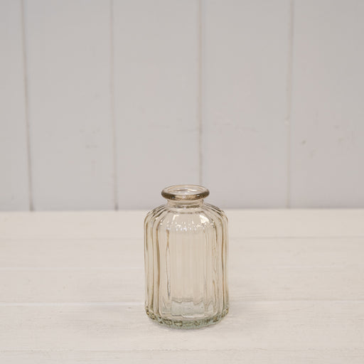 Smokey Ribbed Glass Bottle H10cm