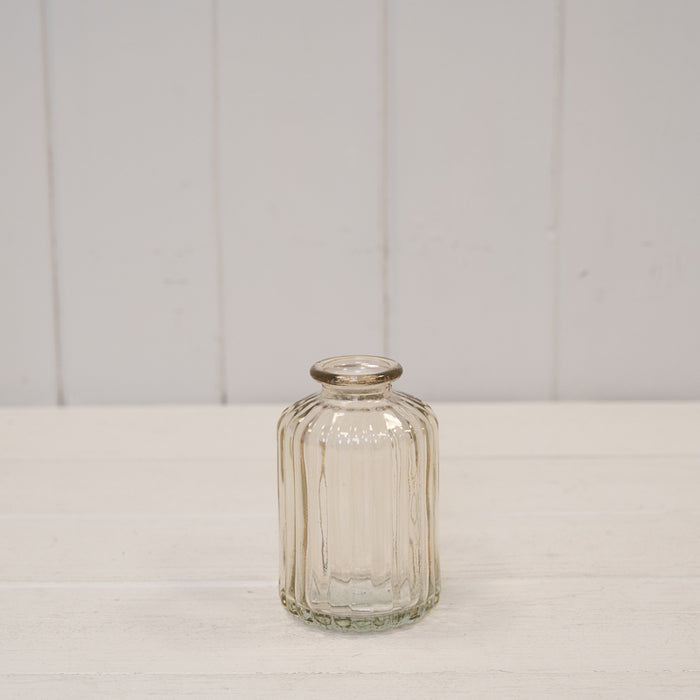 Smokey Ribbed Glass Bottle H10cm
