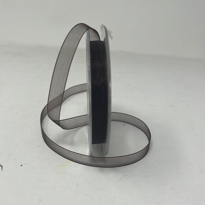 10mm x25m Organza Ribbon - Brown