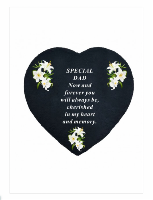 Black Slate Heart with Lily Design x 20cm - Special Dad