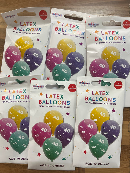 Joblot 48 latex balloons- Age 40 Multi Colour Birthday