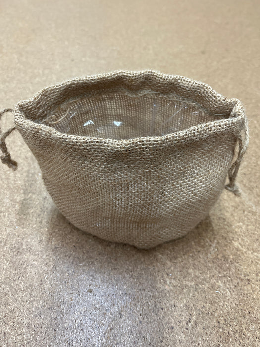 12 cm lined hessian bag with drawstring