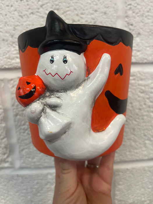 Ceramic Halloween Planter - Ghost DAMAGED - CRACKED BOTTOM