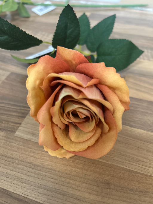 Single Stem Velvet Touch Rose - Orange Terracotta