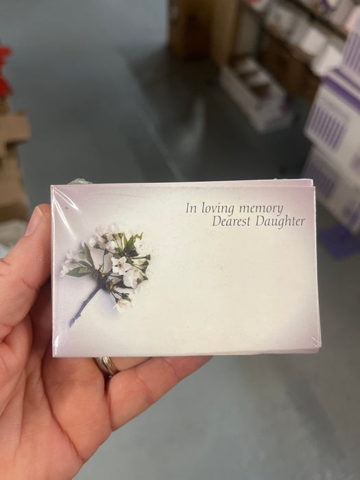 50 Florist Cards In Loving Memory of a Dear Daughter - white flower image
