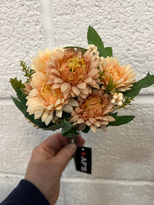 7 Stem Chrysanthemum & Seed Pod Bush x 28cm - Champagne