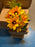 7 Head Anemone & Foliage Bush  x 28cm Yellow