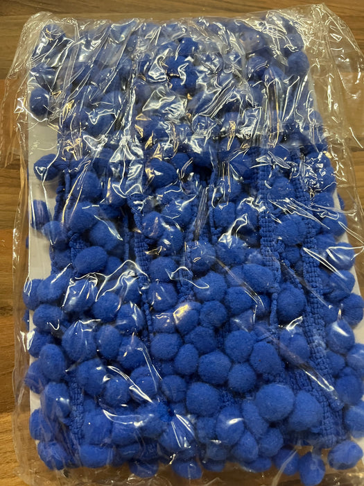Pom Pom Trim - Royal Blue - 10mm Bobbles - 10 Metre Card