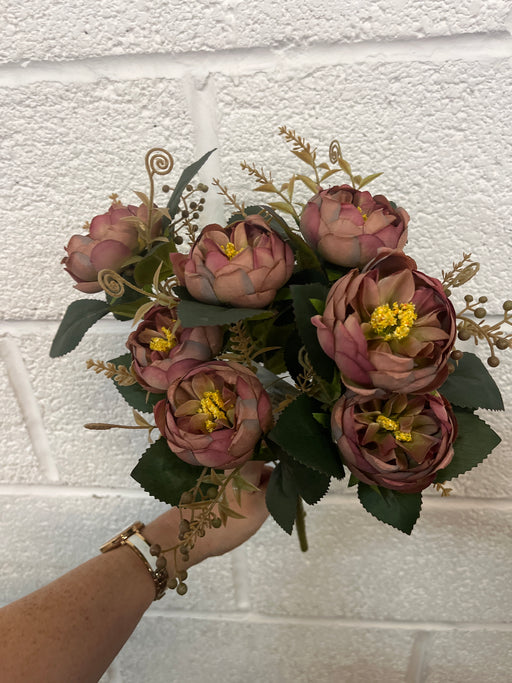 38cm rustic peony burgundy brown autumnal