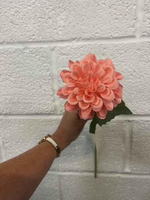 55cm pink peach dahlia stem