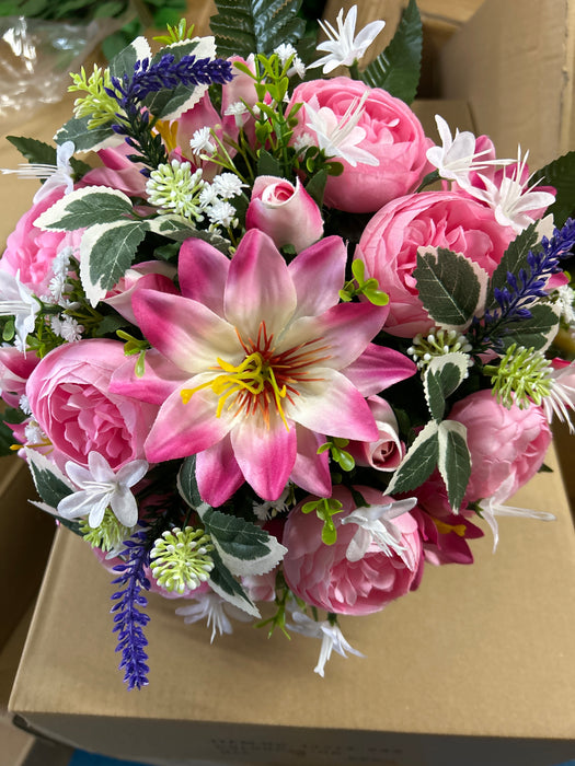 Peony Clematis & Rose Flower Bush x 36cm - Pink