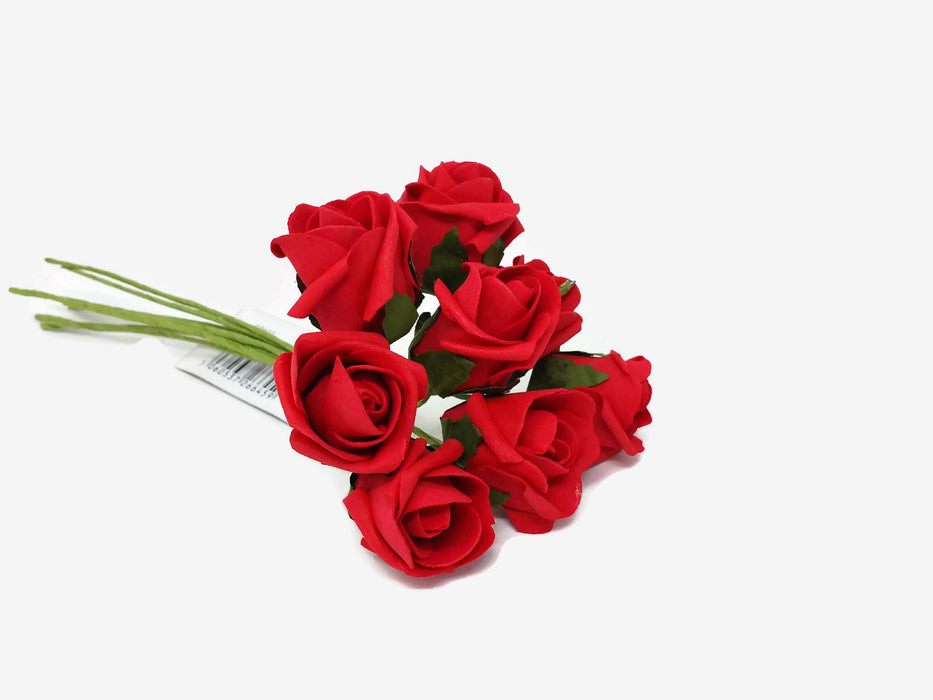 8 Head Foam Rose Bud Bunch - Coral
