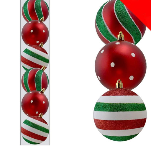 8cm Candy Crazy Baubles - Pack of 6