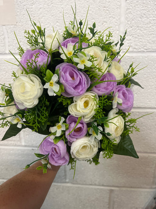 Lilac and ivory ranunculus bush