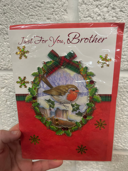 7x5" Christmas Card - For My Lovely Brother - Robin Image