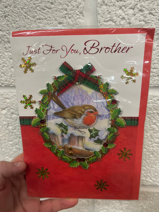 7x5" Christmas Card - For My Lovely Brother - Robin Image