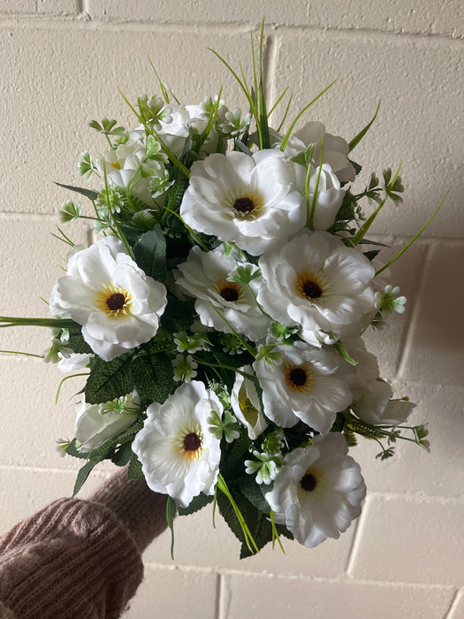 White anemone mixed foliage premium bush