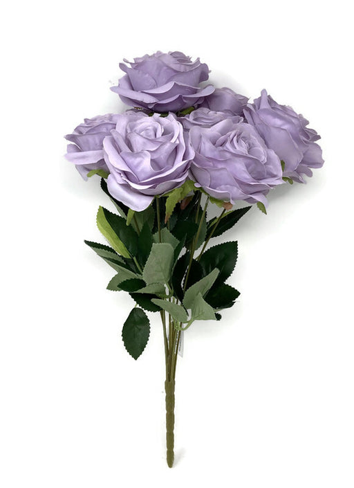 9 Head Open Rose Bush x 42cm - Lavender