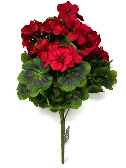 9 Stem Geranium Flower Bush - Red