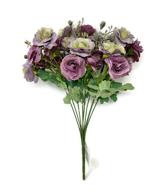 9 Stem Multiple Heads Mini Rose Bush - Lilac & Green