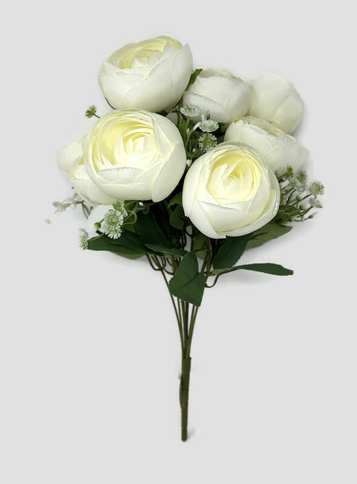 9 Stem Ranunculus & Gypsophila Flower Bush - Cream