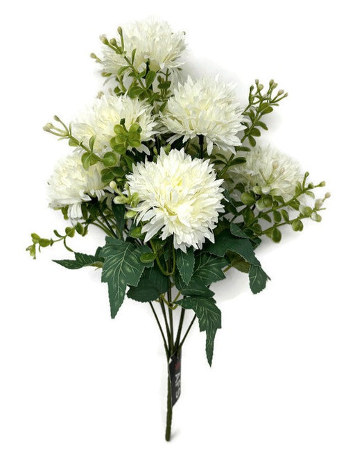 9 Stem Spiky Chrysanthemum & Eucalyptus - Cream